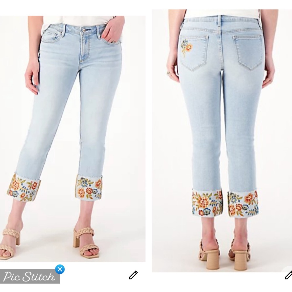 Floral Embroidered Light Blue Jeans
